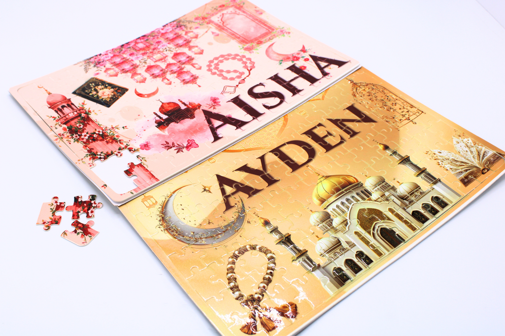  Personalised kids jigsaw, personalised islamic jigsaw, personalised eid gift for kids, childrens eid gift, ramadan gift ideas, ramadan kids gifts, personalised ramadan gift, personalised arabic gift, arabic jigsaw, muslim gift, islamic childrens gift, umrah gift, hajj gift