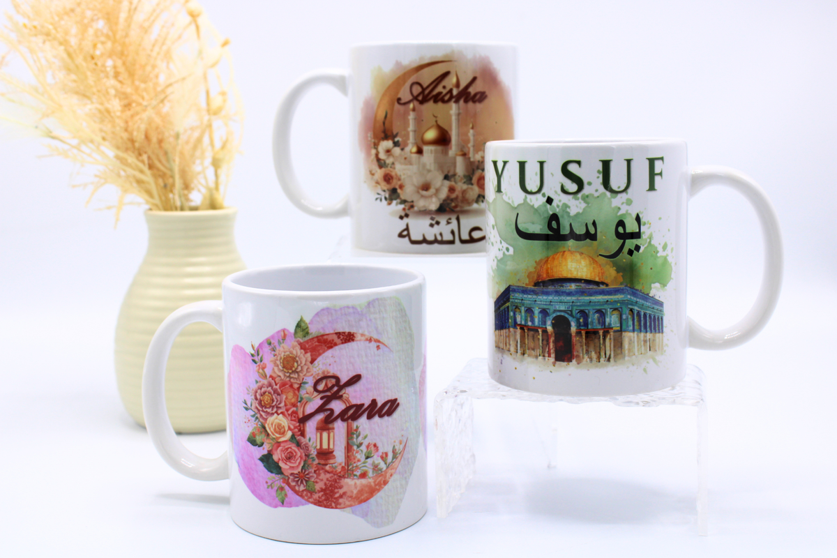Personalised arabic mug, personalised islamic mug, personalised eid gift for kids, childrens eid gift, ramadan gift ideas, ramadan kids gifts, personalised ramadan gift, personalised arabic gift, arabic jigsaw, muslim gift, islamic childrens gift, umrah gift, hajj gift, Dome of the rock, palestine theme gift