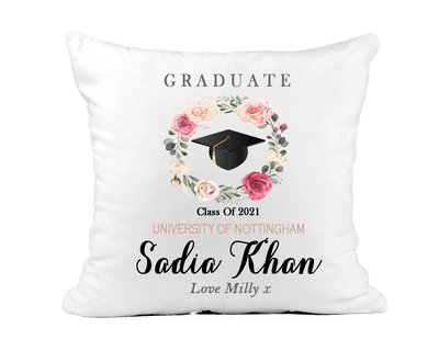 Graduation Satin Cushion - Floral Wreath