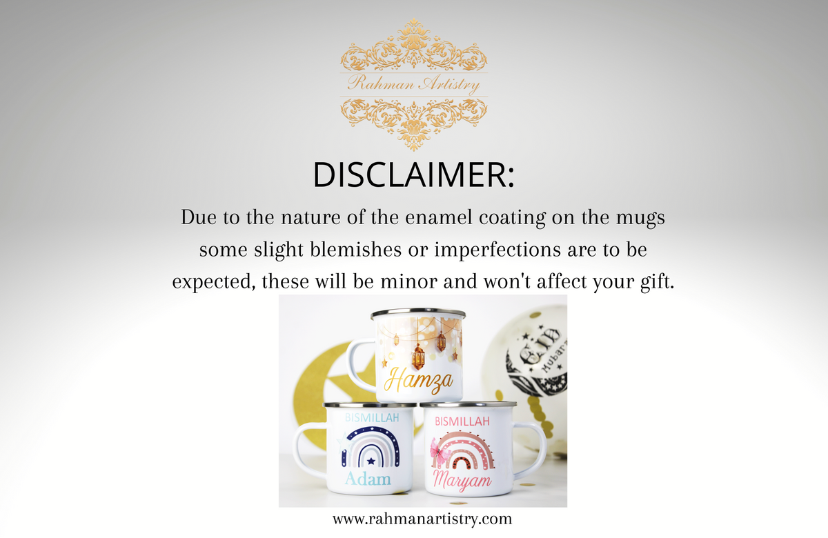 Personalised Bismillah Enamel Mug -Blue