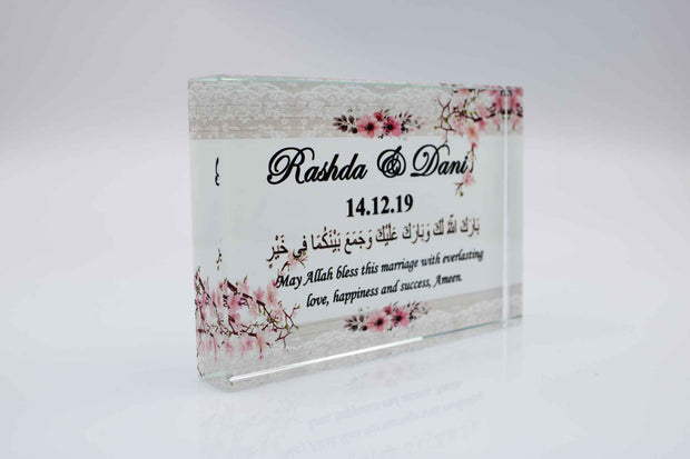 Wedding Glass Block - Pink Blossom