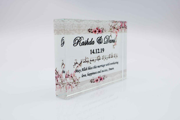 Wedding Glass Block - Pink Blossom