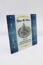 Wedding Glass Frame - Blue Damask