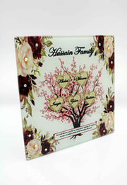 Glass Family Tree - Maroon Floral