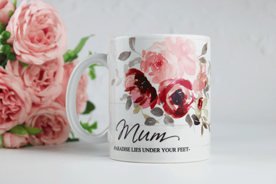 personalised mum mug, islamic mothers day gift, paradise lies under your feet