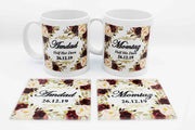 Wedding Mug Set - Maroon Floral