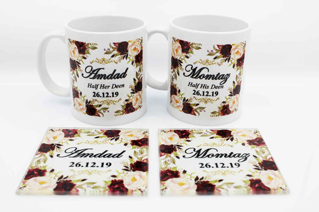 Wedding Couple Gift Set - Maroon Floral