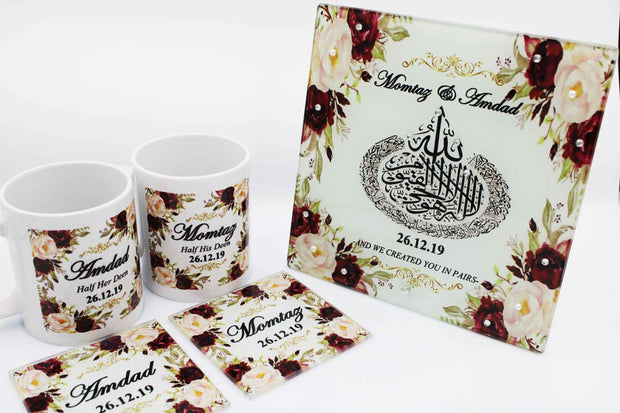 Wedding Couple Gift Set - Maroon Floral