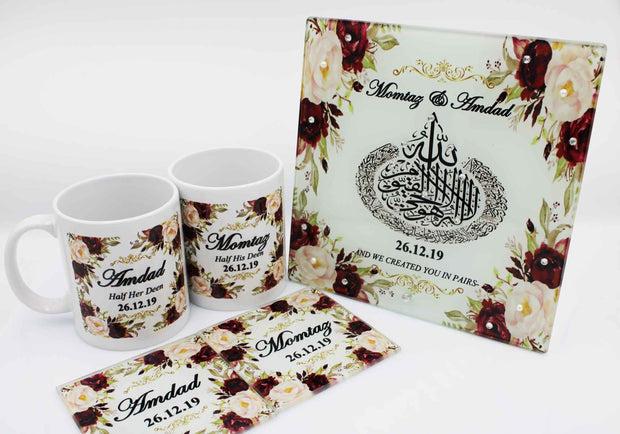 Wedding Couple Gift Set - Maroon Floral