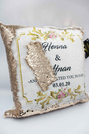 Wedding Sequin Cushion - Gold & Pink