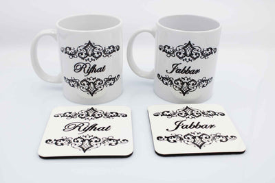 Wedding Mug Set - Black Damask