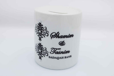 Personalised Money Bank - Black Damask