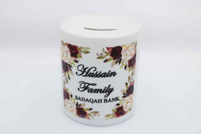 Family Charity Saving Bank - Maroon Floral