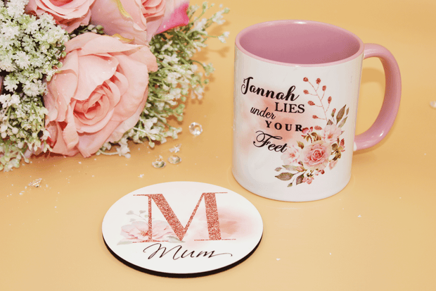 Glitter Mum Initial Pink Handle Mug