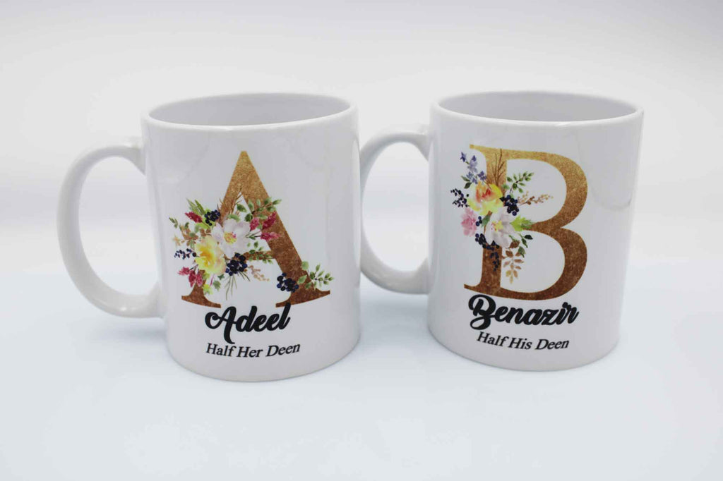 Wedding Mugs - Gold Initials