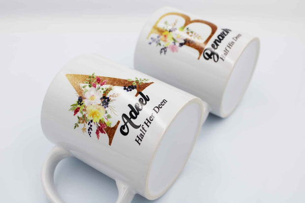 Wedding Mugs - Gold Initials