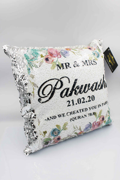 Wedding Sequin Cushion - Blue Pastel