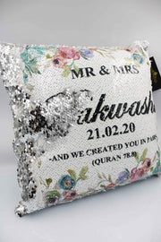 Wedding Sequin Cushion - Blue Pastel