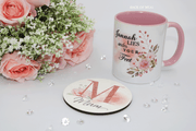 Glitter Mum Initial Pink Handle Mug