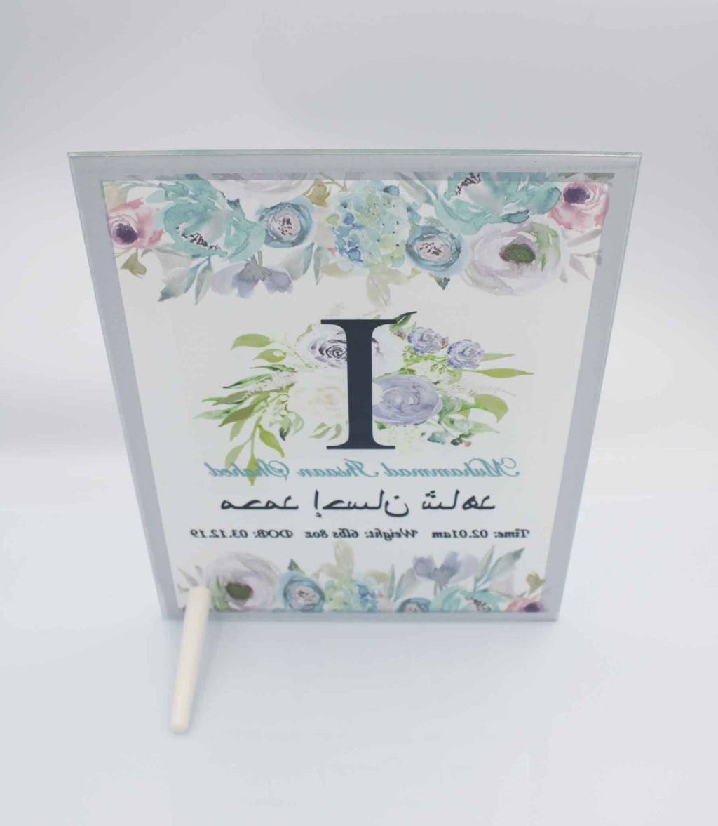 Blue Initial Mirror Edge Birth Frame
