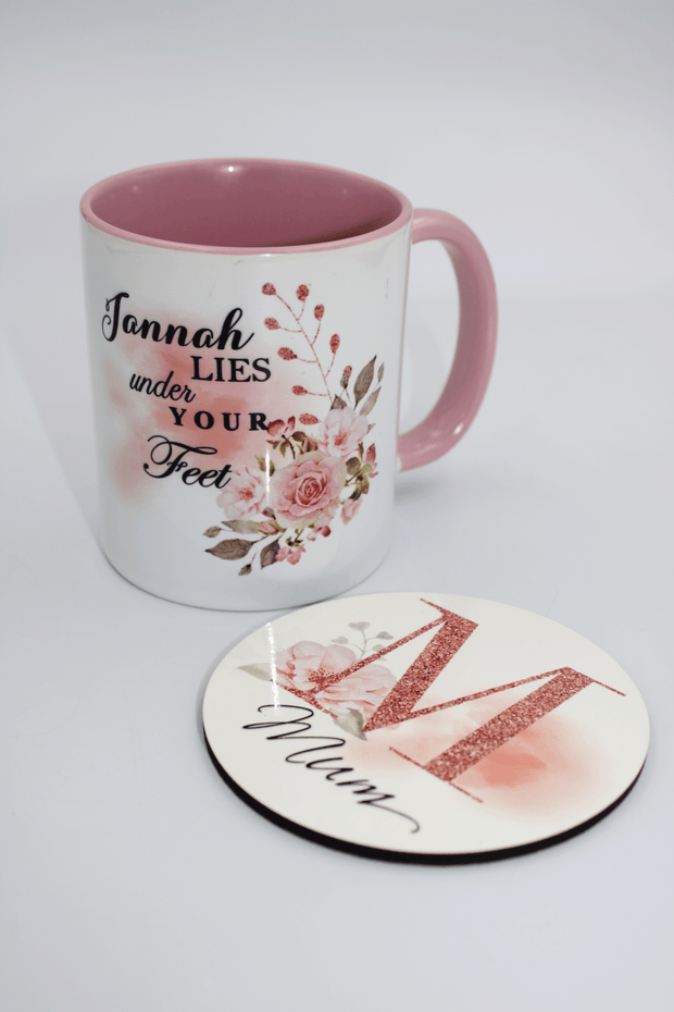 Glitter Mum Initial Pink Handle Mug