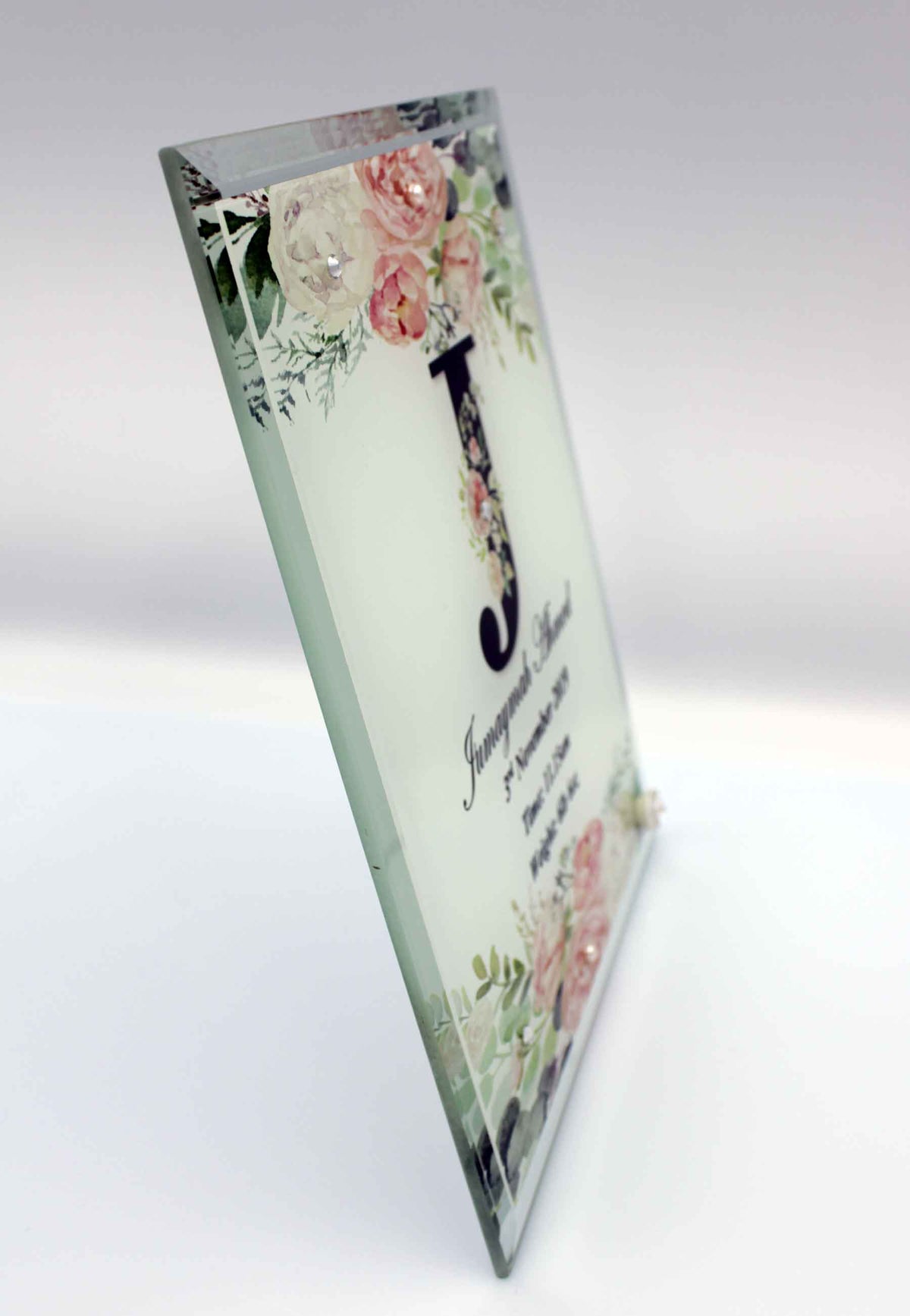 Peach Initial Birth Mirror Edge Frame