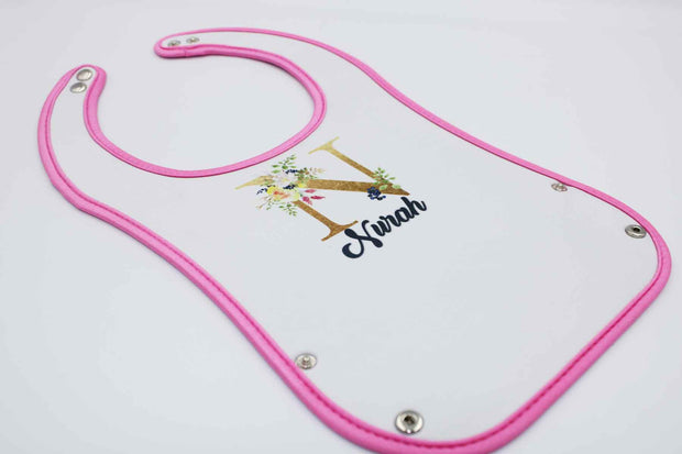 Initial Printed Bib - Pink
