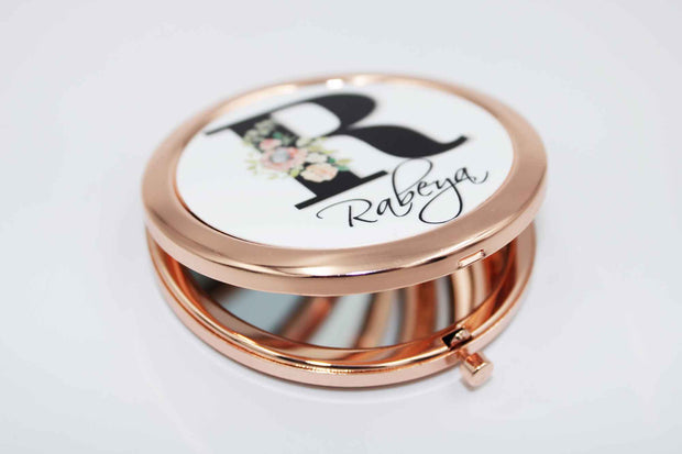 Compact Mirror- Rose Gold Initial Style