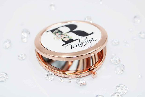 Compact Mirror- Rose Gold Initial Style