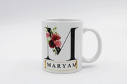 Black Initial Floral Mug
