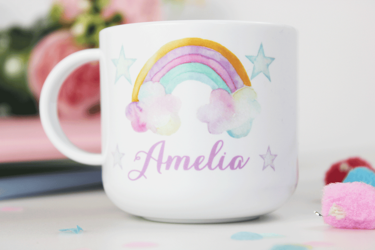 personalised kids children unbreakable plastic mugs, eid ramadan gift