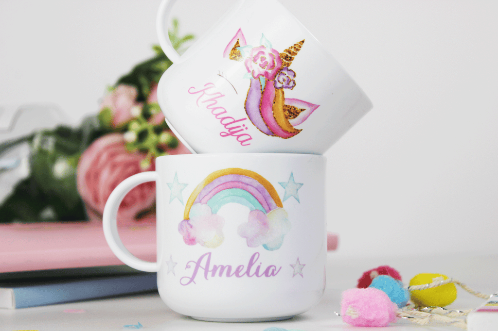 personalised kids children unbreakable plastic mugs, eid ramadan gift