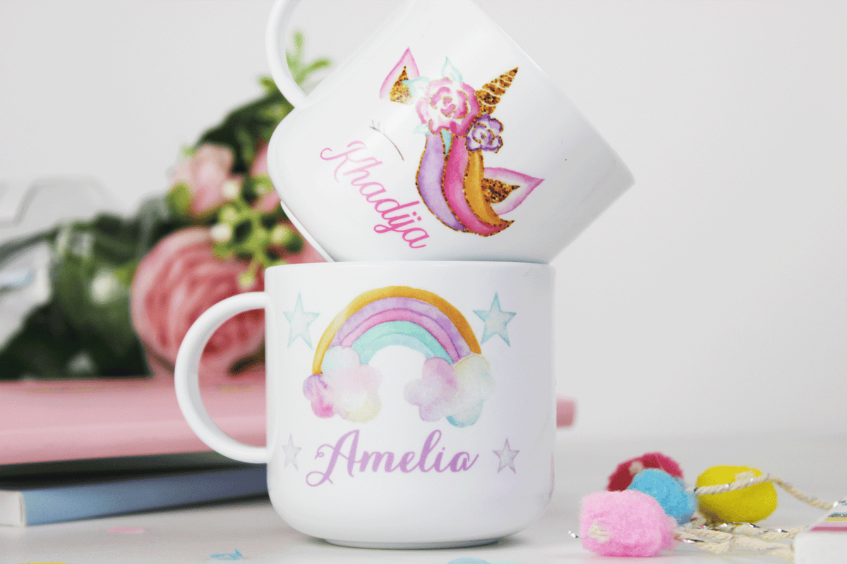 personalised kids children unbreakable plastic mugs, eid ramadan gift