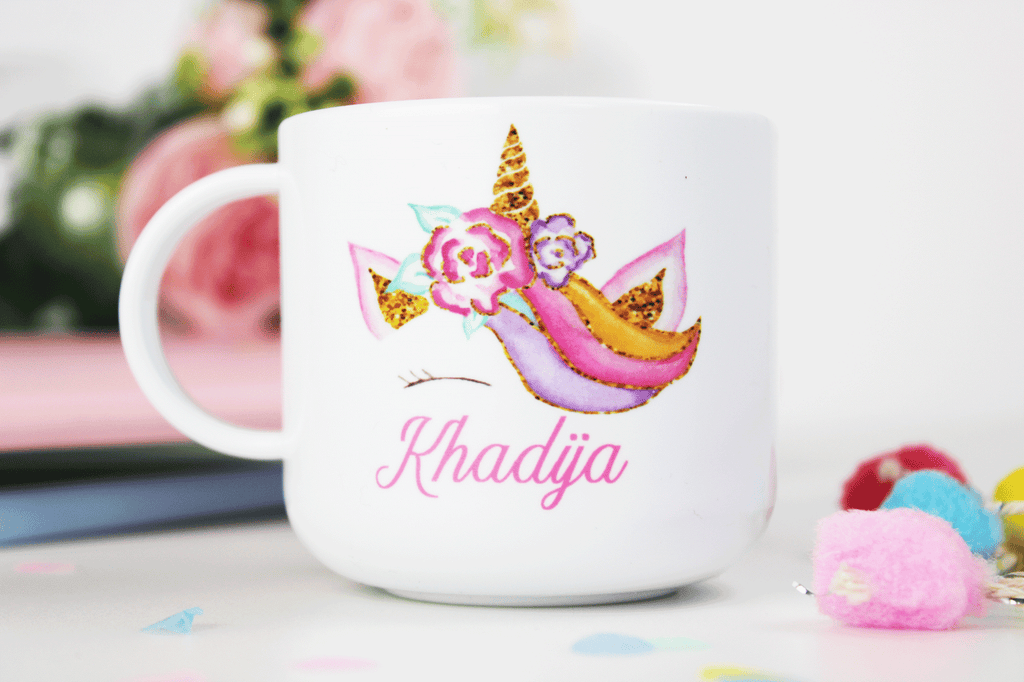 personalised kids children unbreakable plastic mugs, eid ramadan gift