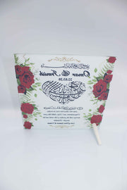 Wedding Glass Frame - Red Rose