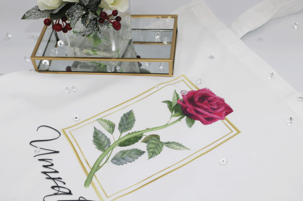 Personalised Tote Bag, Rose Design