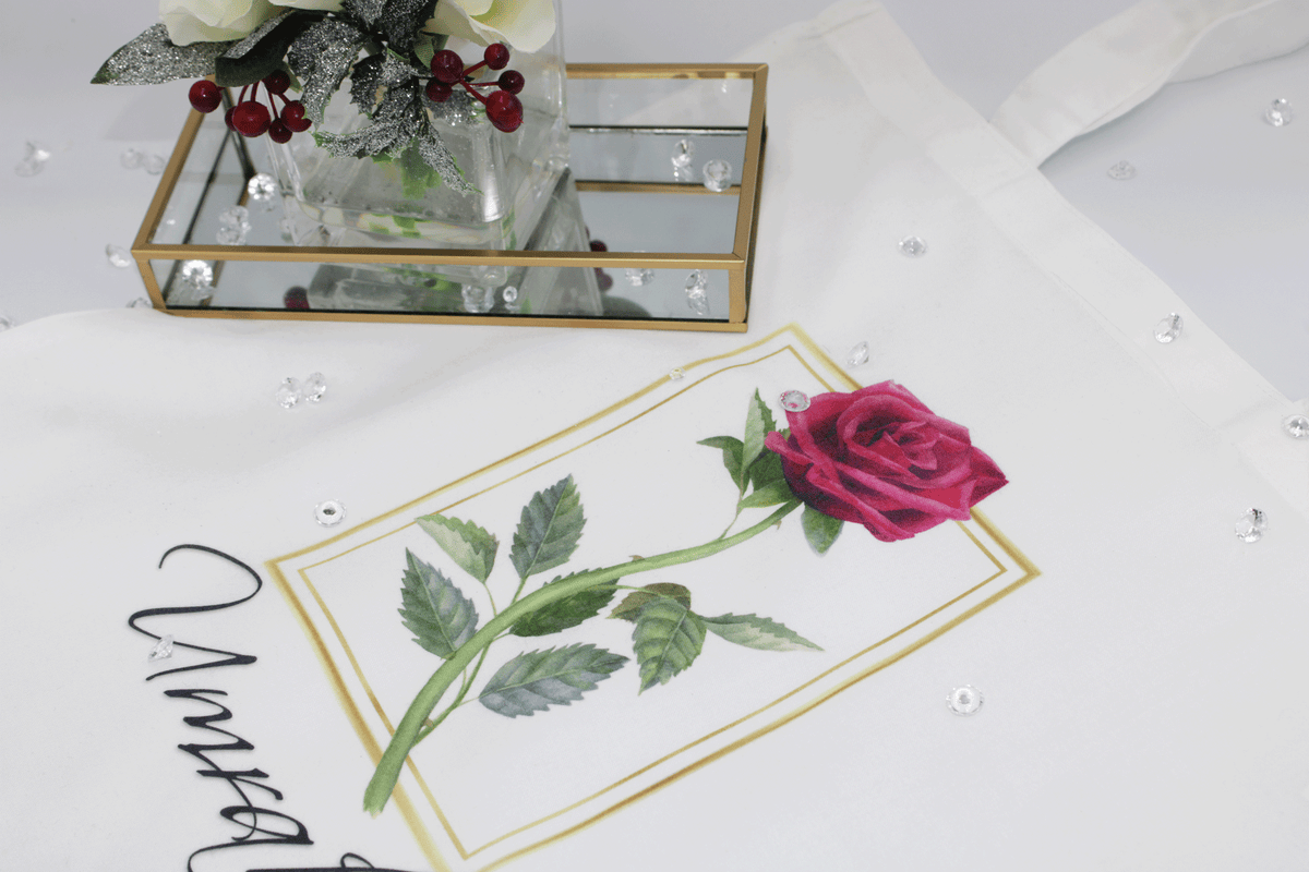 Personalised Tote Bag, Rose Design