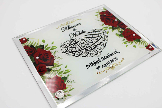 Nikkah Frame -  Mirror Red Roses