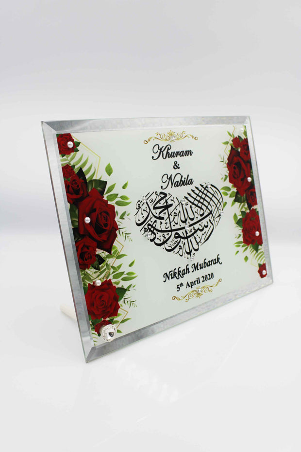 Nikkah Frame -  Mirror Red Roses