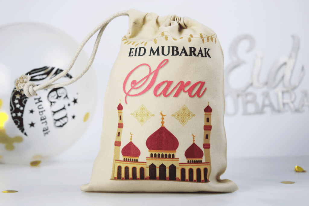Personalised mini eid sack, personalised eid money bag, personalised eid sack