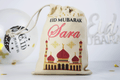 Personalised mini eid sack, personalised eid money bag, personalised eid sack