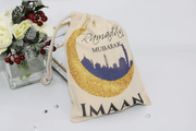 Personalised mini eid sack, personalised eid money bag, personalised eid sack