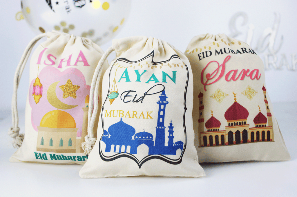 Personalised mini eid sack, personalised eid money bag, personalised eid sack