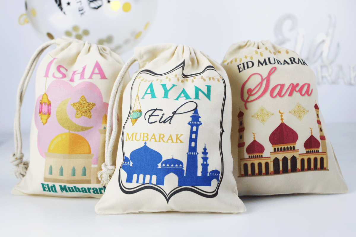 Personalised mini eid sack, personalised eid money bag, personalised eid sack