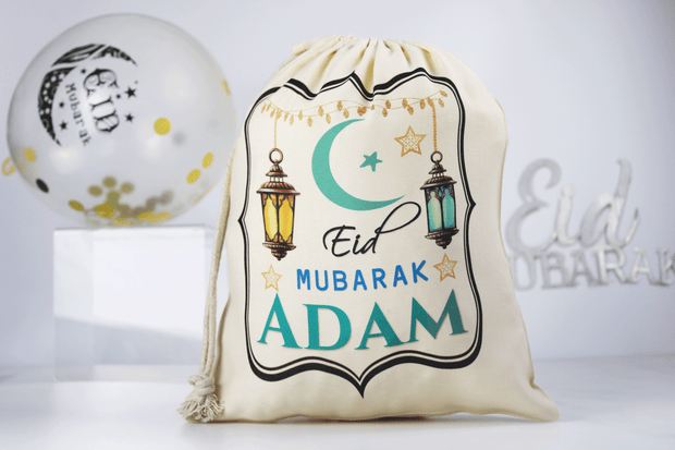 personalised eid sacks, personalised eid gift for kids, Ramadan Eid gift ideas