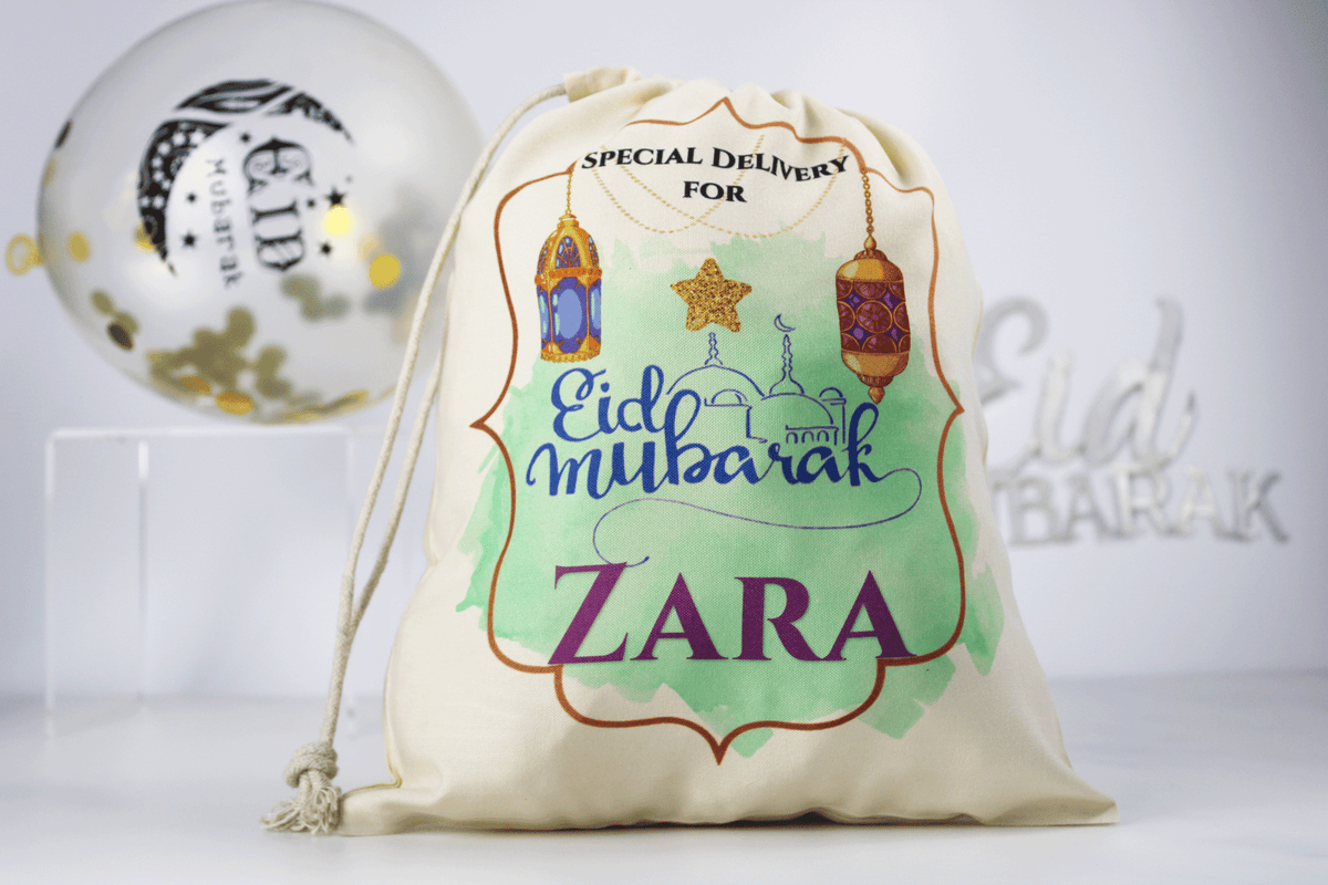 personalised eid sacks, personalised eid gift for kids, Ramadan Eid gift ideas