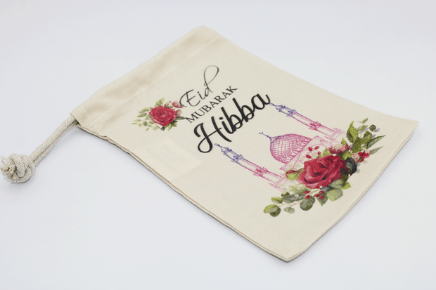 Personalised mini eid sack, personalised eid money bag, personalised eid sack