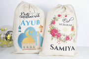 personalised eid sack, Eid Ramadan gifts for kids, personalised eid party bag
