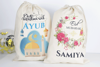 personalised eid sack, Eid Ramadan gifts for kids, personalised eid party bag