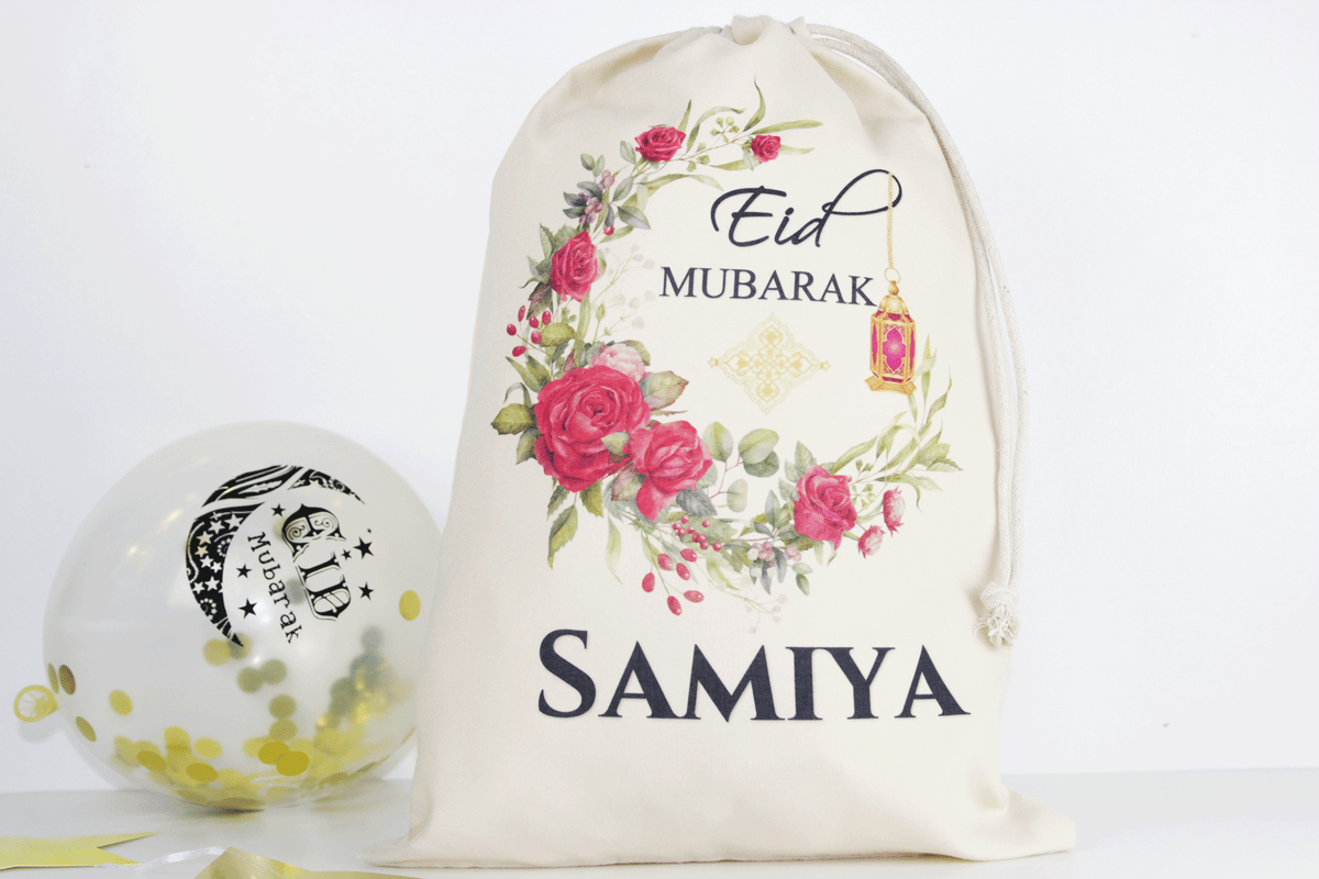 personalised eid sack, Eid Ramadan gifts for kids, personalised eid party bag